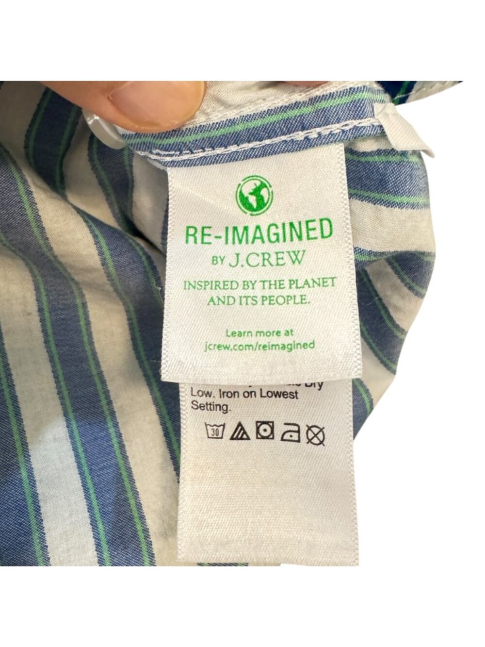 Y2K J. Crew Reimagined Blue Teal Striped Women's M Cotton Shirt Classic Preppy - Picture 6 of 13